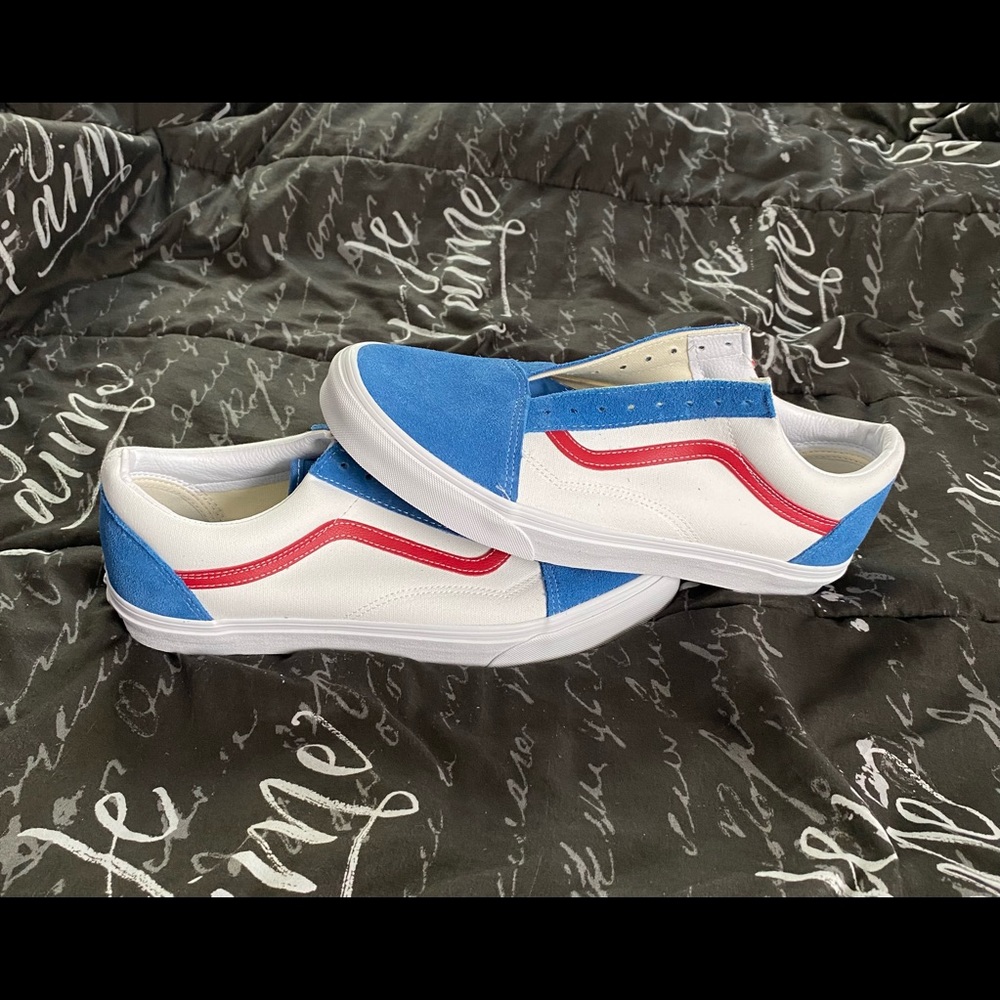 Vans shoes Red White and Blue with box.